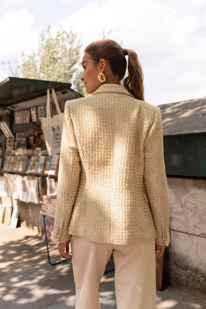 Gold Tweed Sequin Blazer