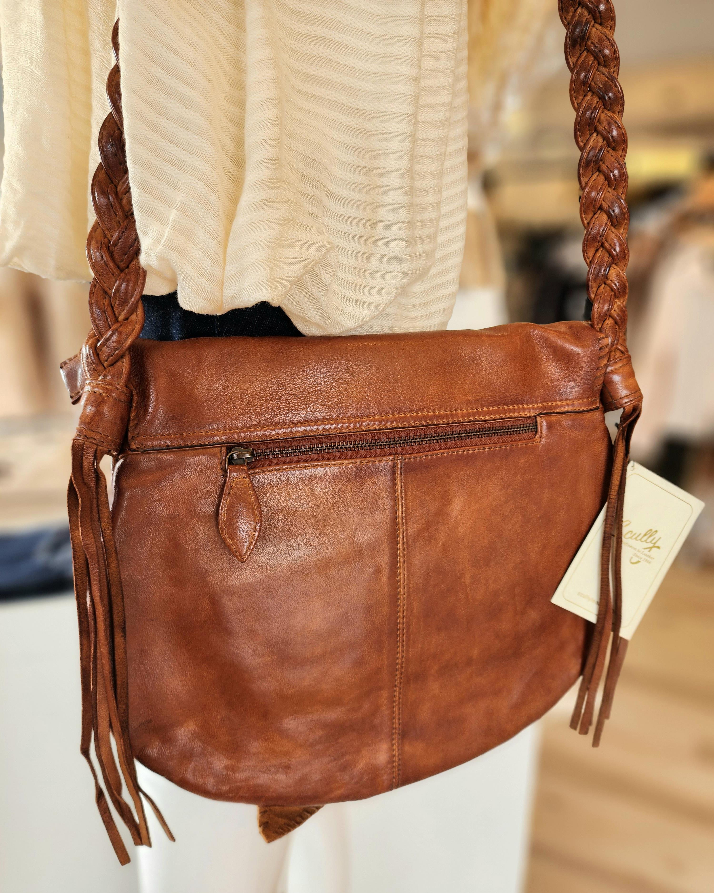 Scully Cognac Leather Handbag