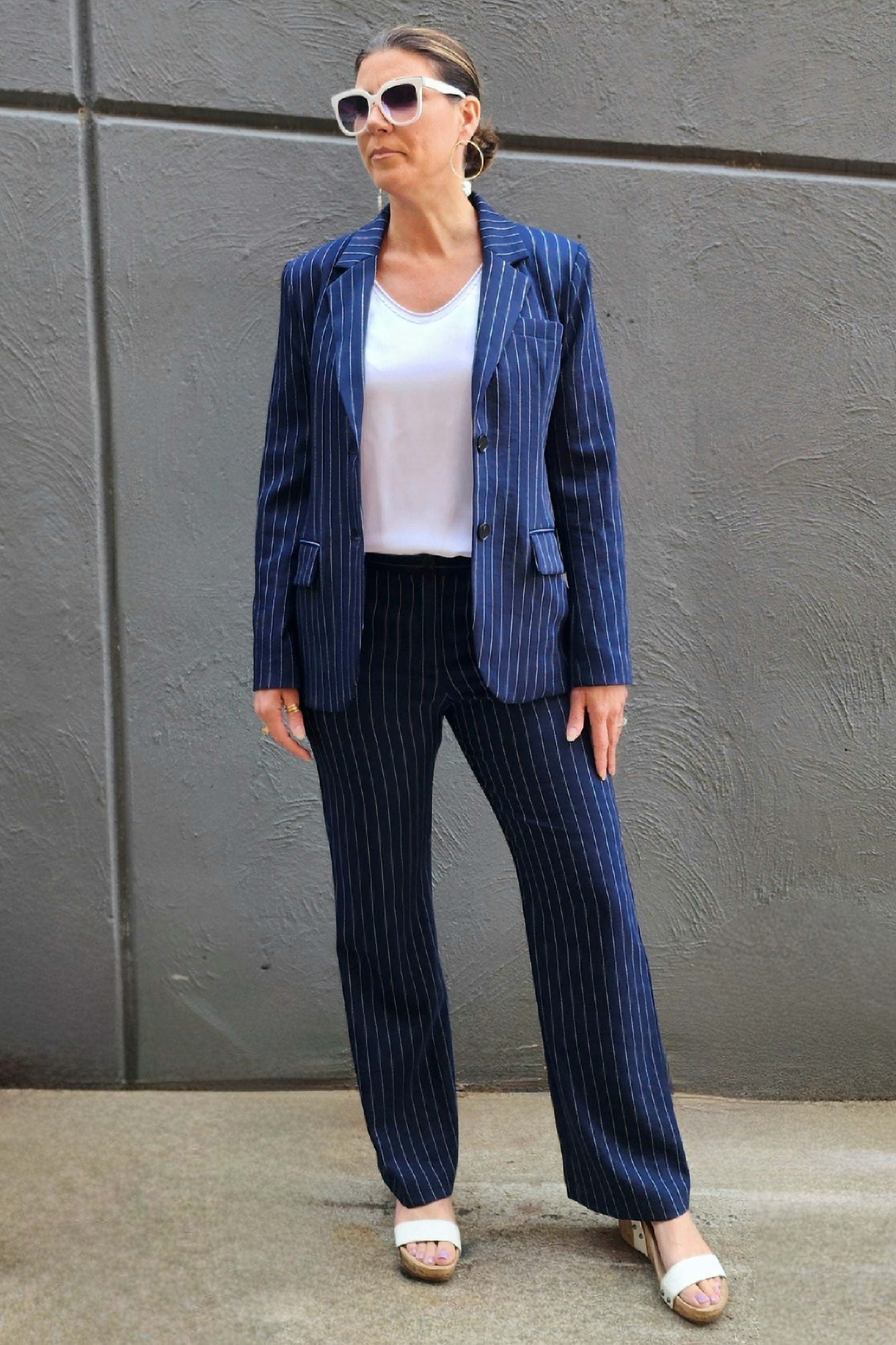 Nina Navy Pinstripe Pant