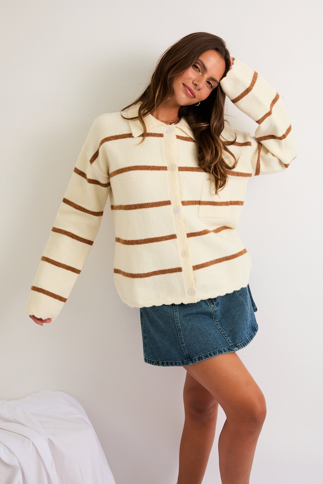 Stripe Button Down Sweater