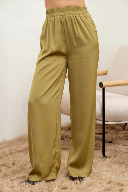 Solid Satin Wide Pant — OAK MODERN Solid Satin Wide Pant — OAK MODERN