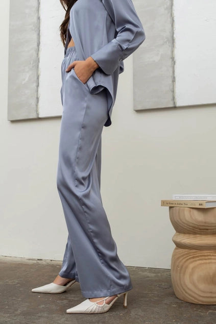 Solid Satin Wide Pant