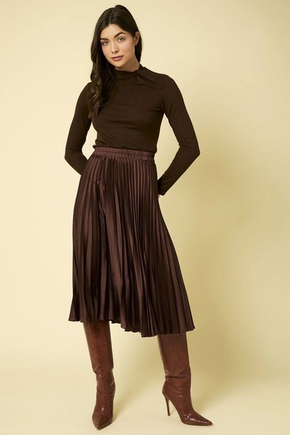 Sunburst Pleated Satin Skirt