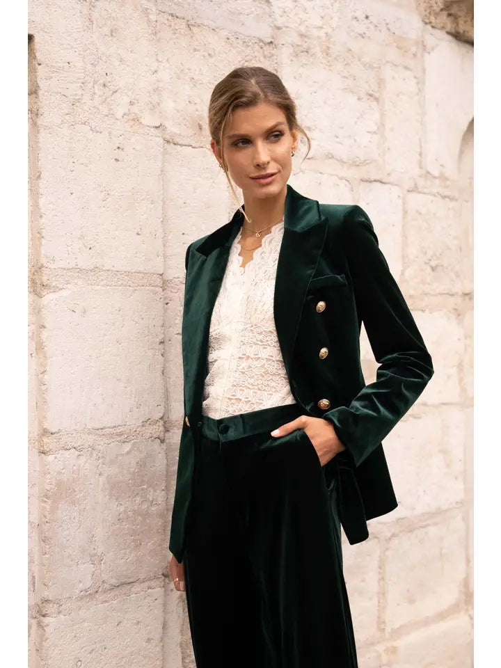 Green Velvet Blazer