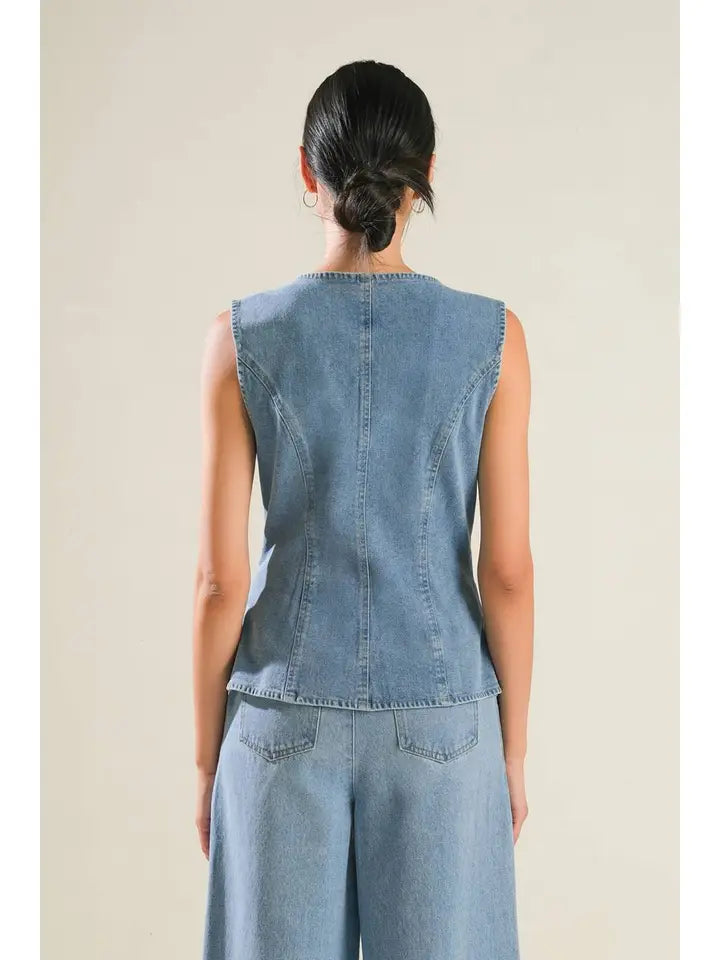 Washed Denim Vest