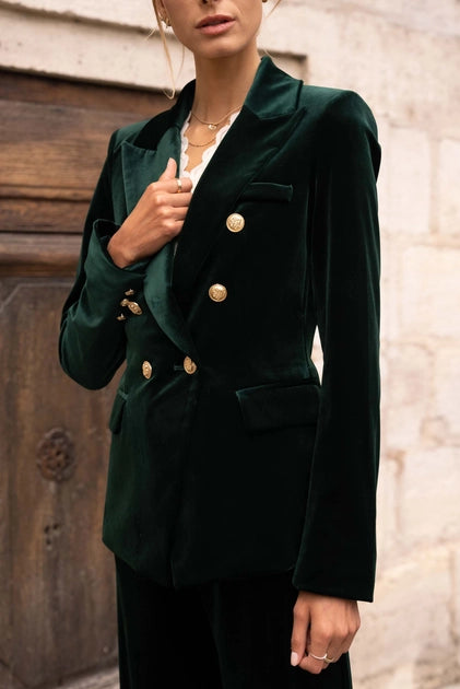 Green Velvet Blazer