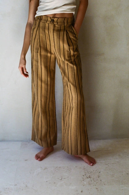 Cotton Striped Wide Leg Pant