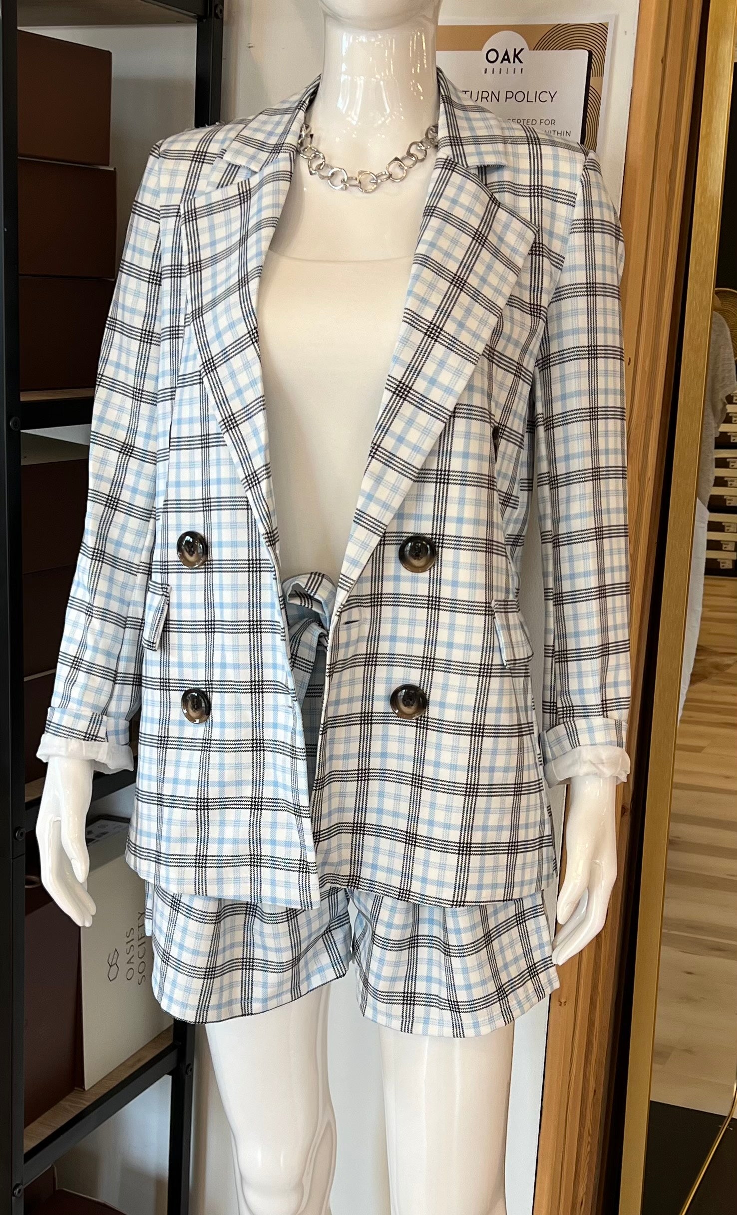 Houndstooth Plaid Blazer