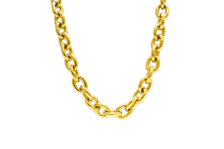 Bold Oval Link Necklace-Gold