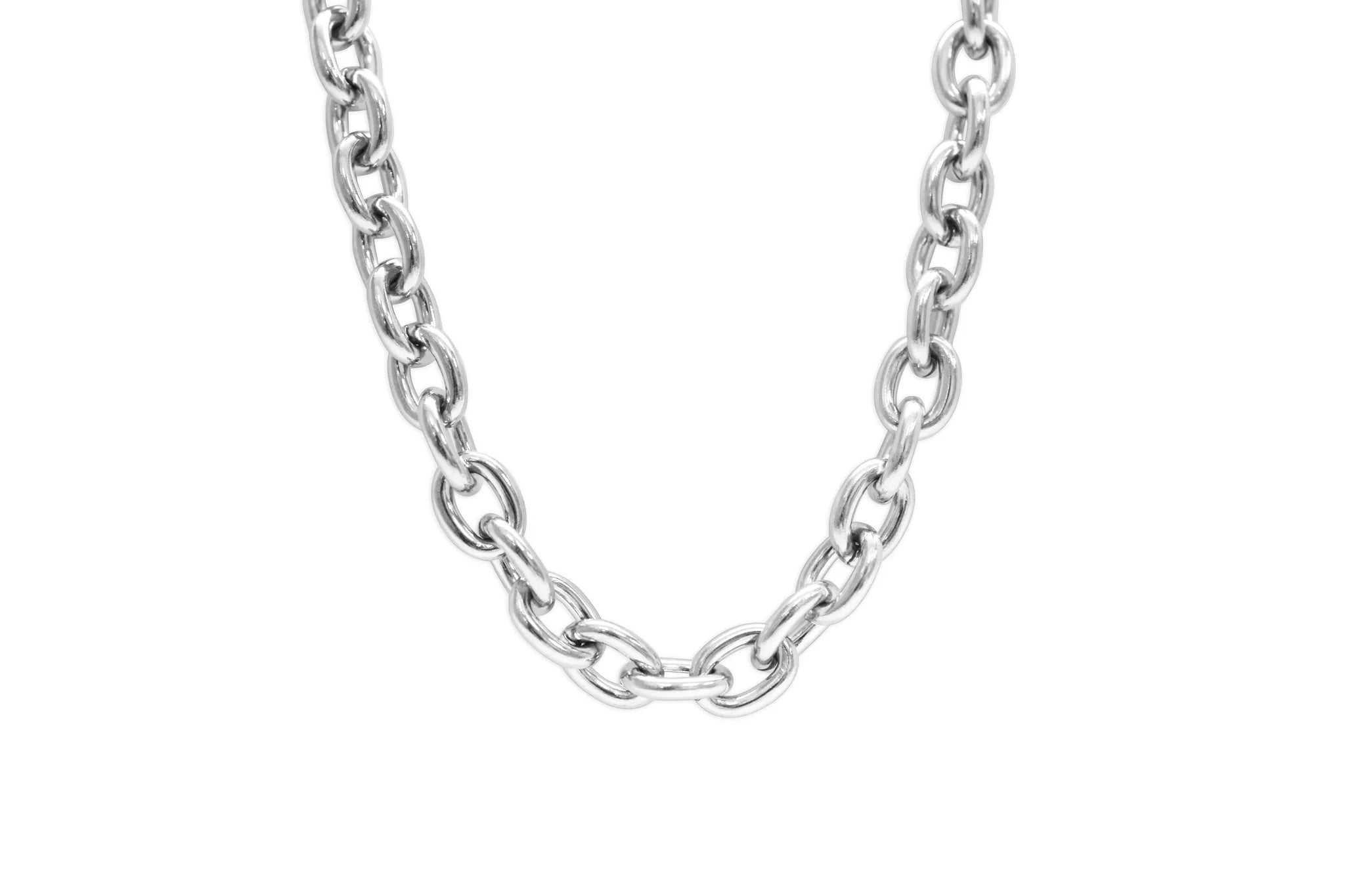 Bold Oval Link Necklace-Steel