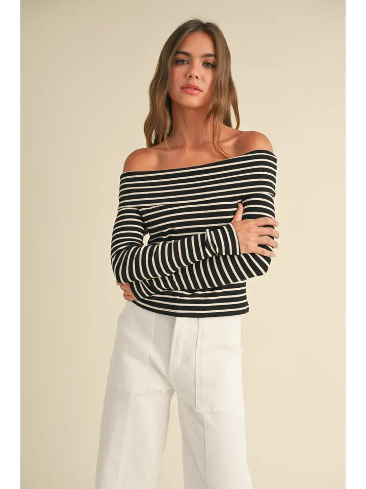 Stripe Off-Shoulder Top