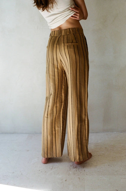 Cotton Striped Wide Leg Pant