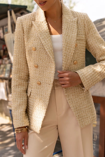 Gold Tweed Sequin Blazer