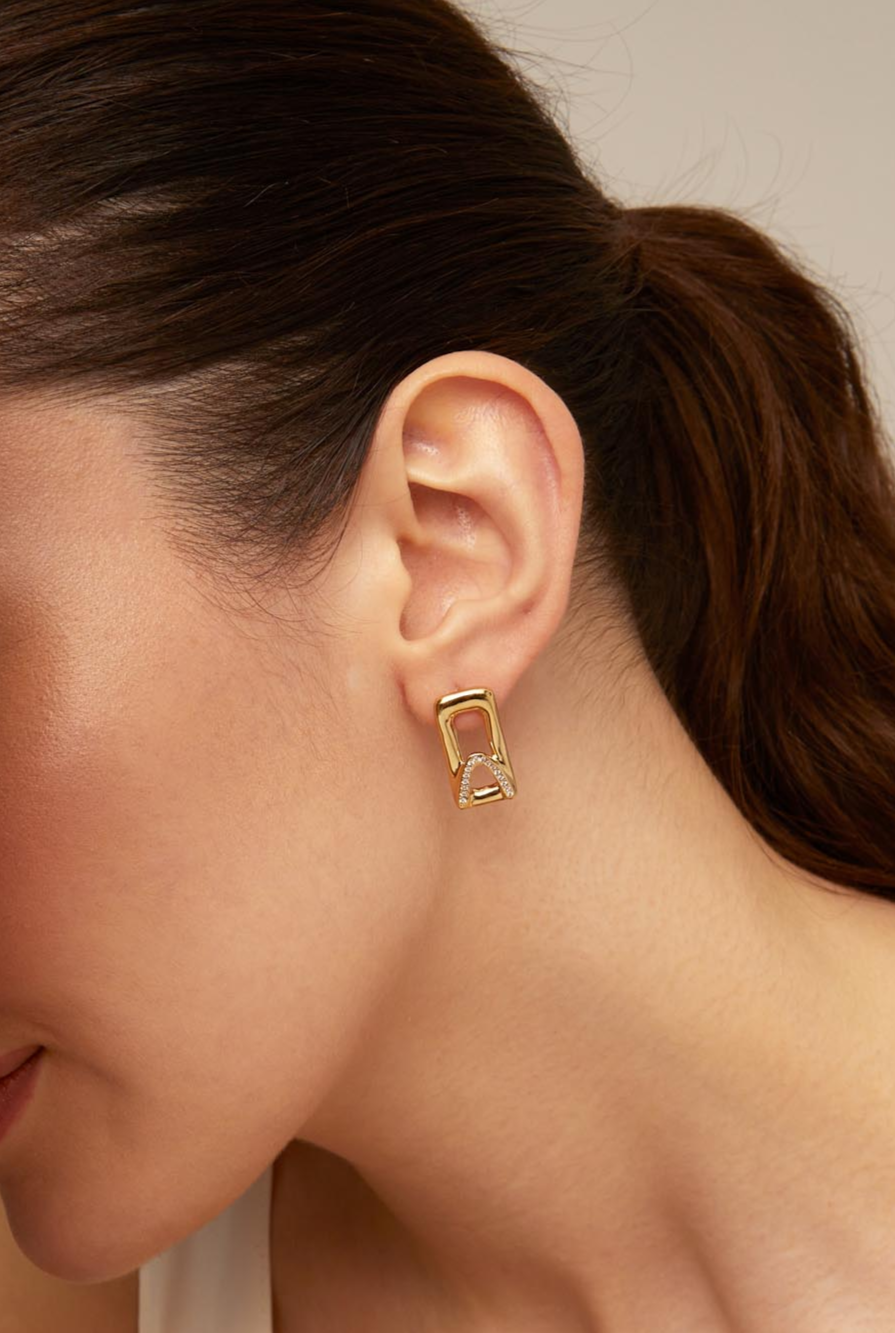 UNOde50 - Gold Standout Out Topaz Earrings